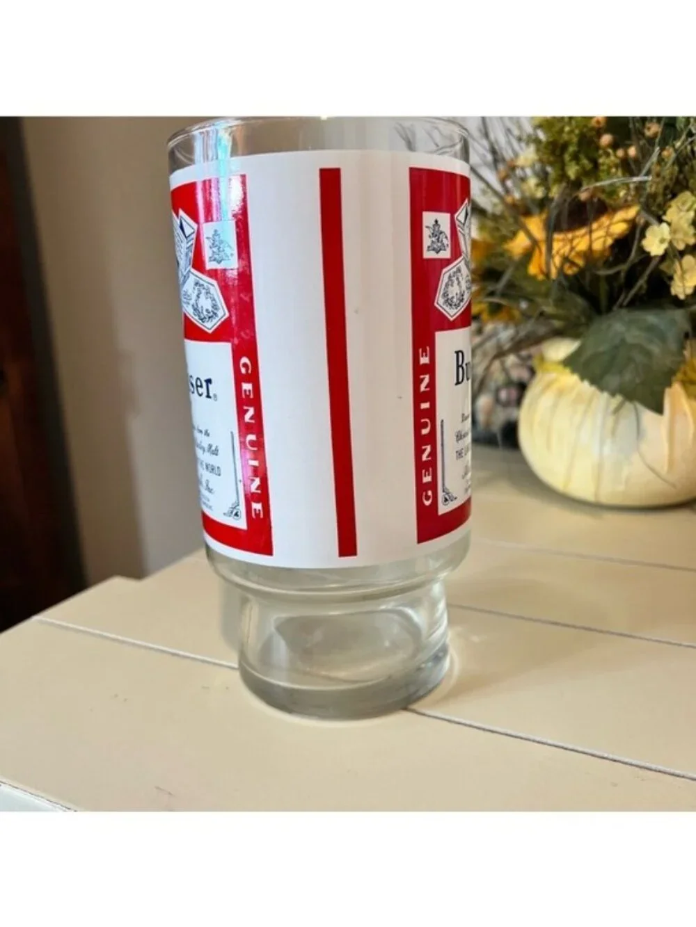 Budweiser craft glass, 32 oz, barware collectible, vintage Breweriana man cave